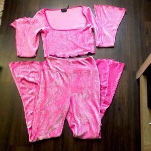 Two Piece Pink Velour Set